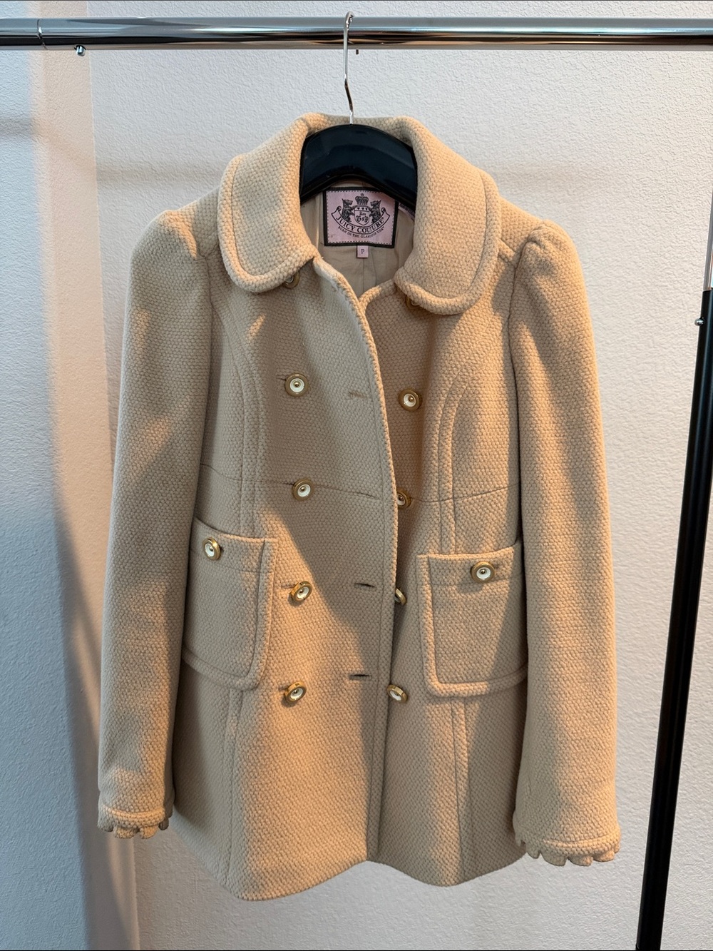 Classic Cream Double-Breasted Women's Coat by Juicy Couture